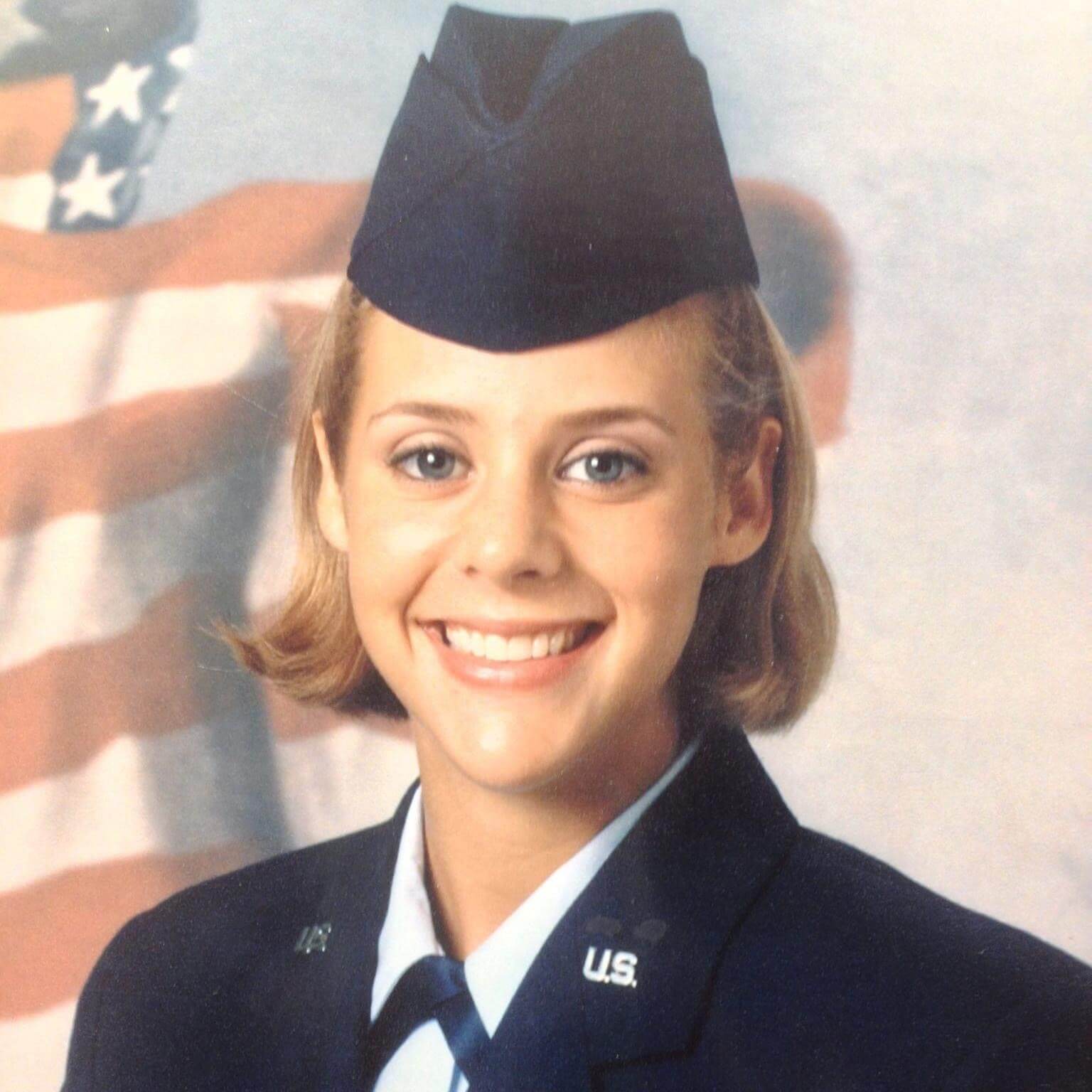 Dana Bunke of Crazy Gander Coffee Company posing in U.S. Air Force uniform