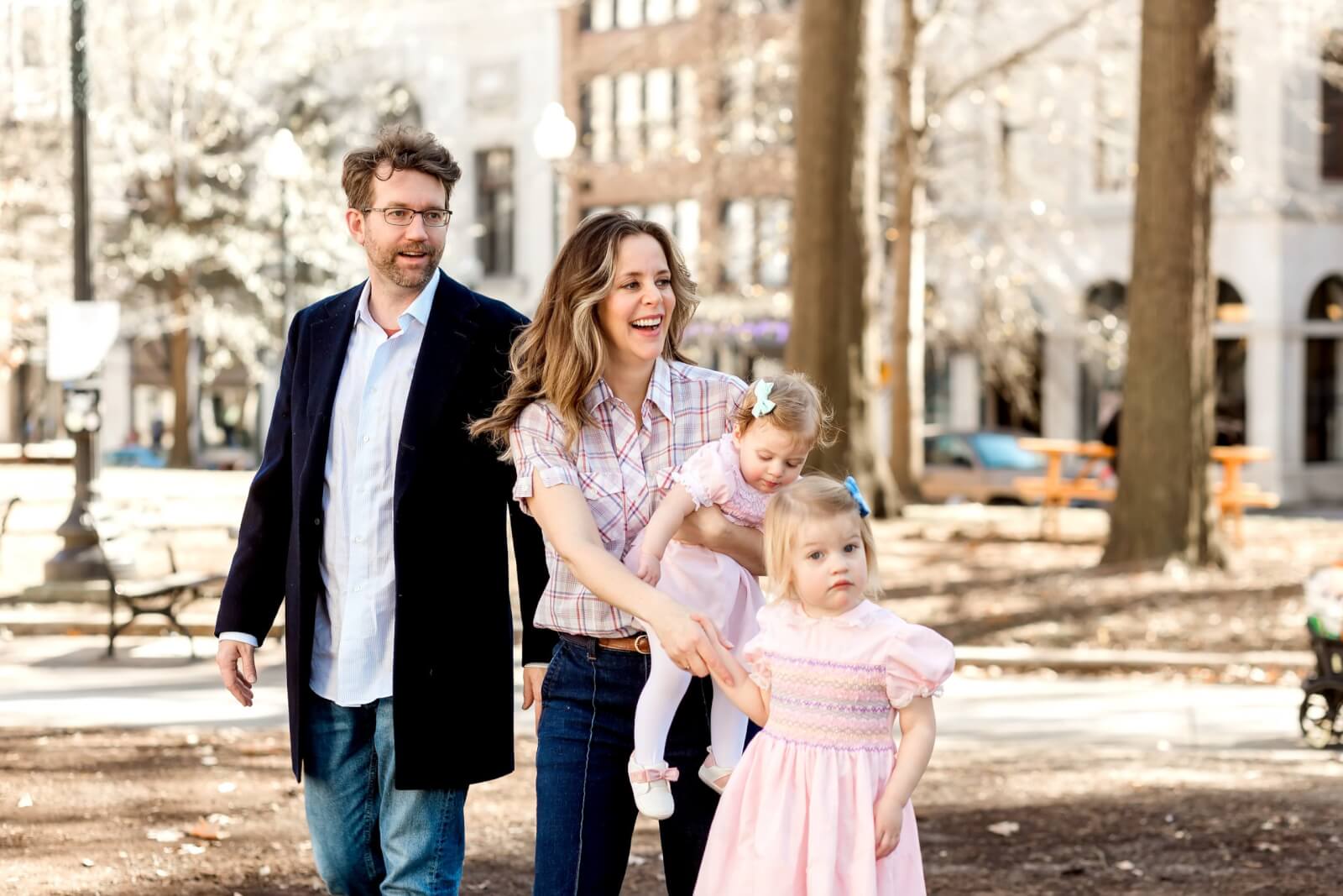 Family photo of Dana Bunke, her husband, and their two daughters