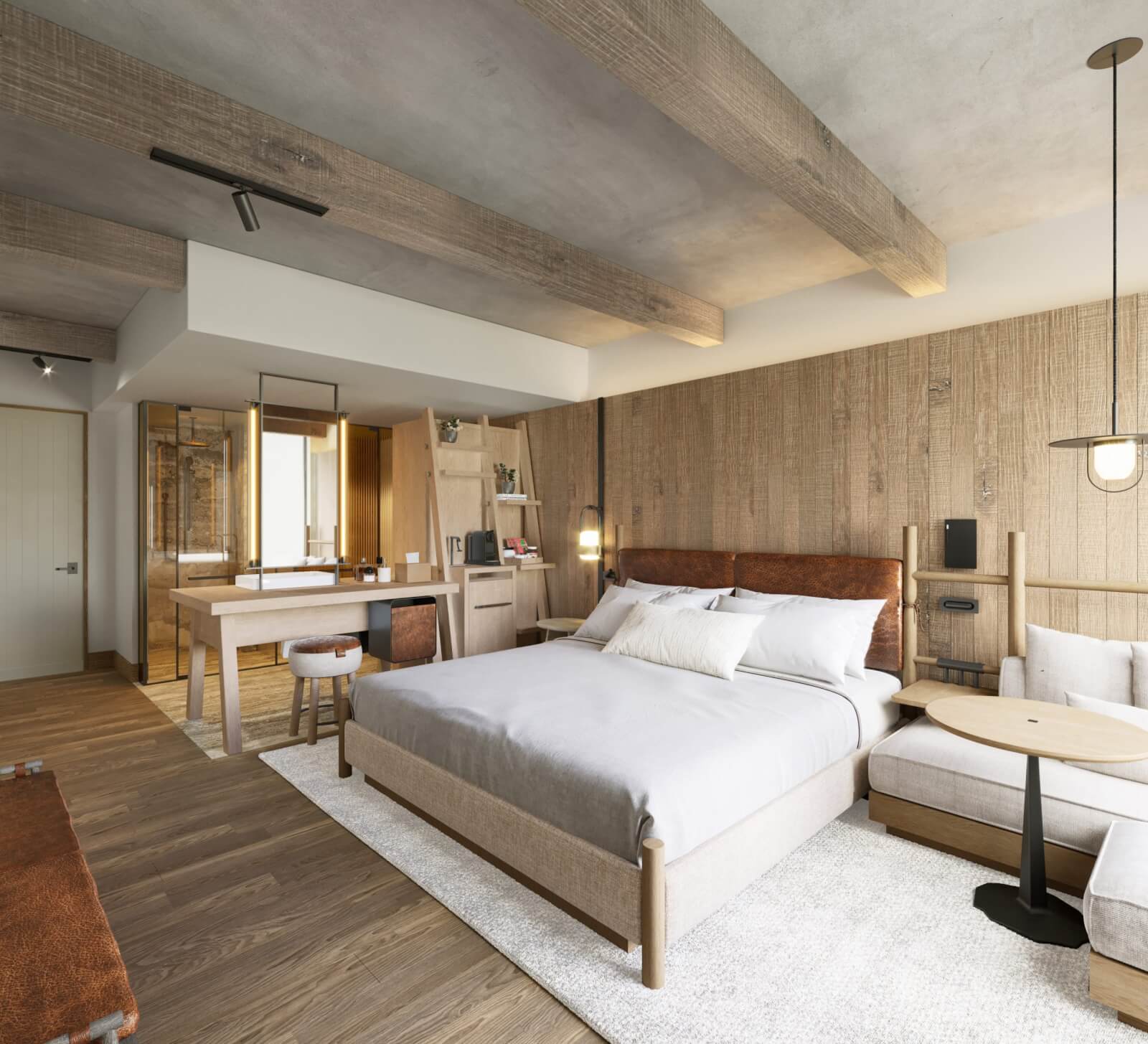 Guest bedroom at 1 Hotel Nashville.