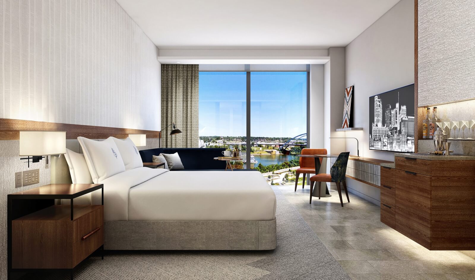 A rendering of the guest room at the Four Seasons Hotel.