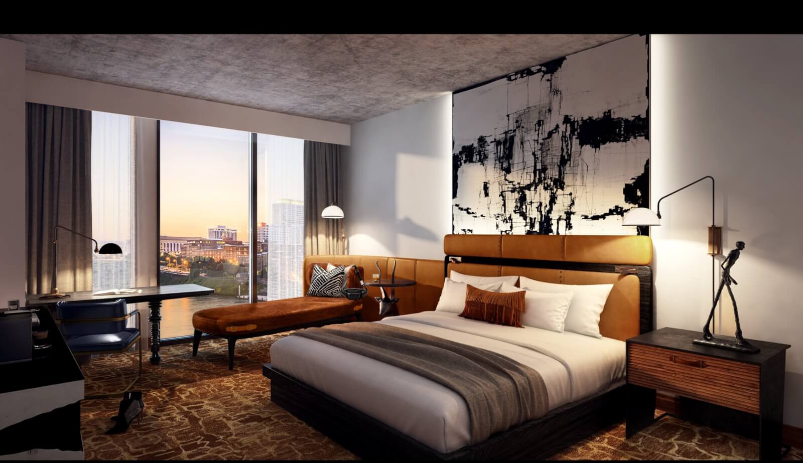 Rendering of a guest room at Hotel Fraye.
