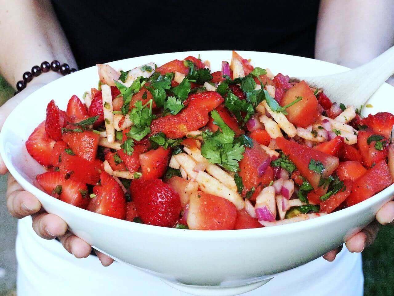 12 Easy Salad Recipes for Summer - 7 spicy strawberry, watermelon, jicama salad