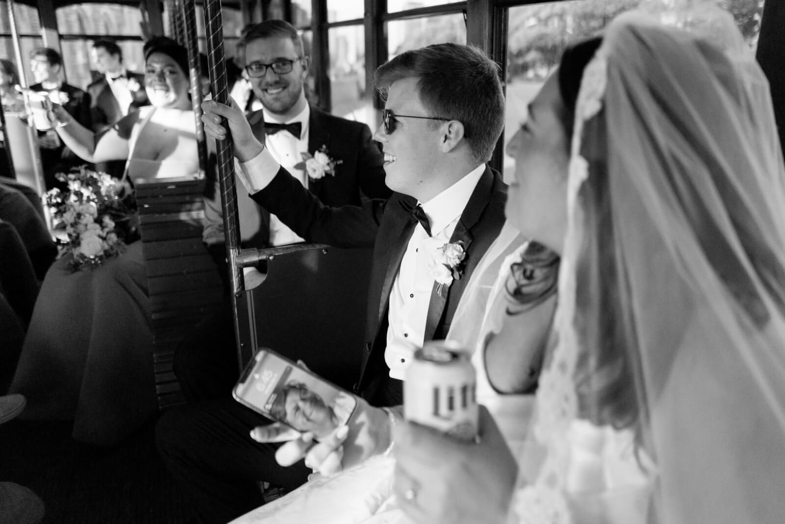 Maggie and Kevin enjoy a quick trolley ride to The Parthenon.