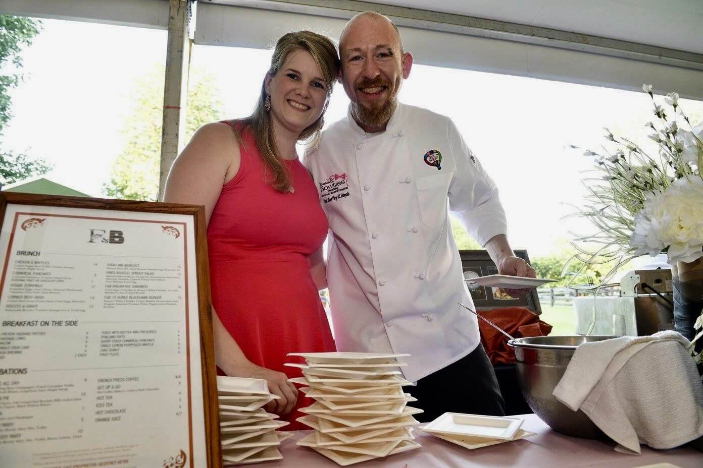 Emily and Geoffrey Heyde at an event for Fork & Barrel restaurant.