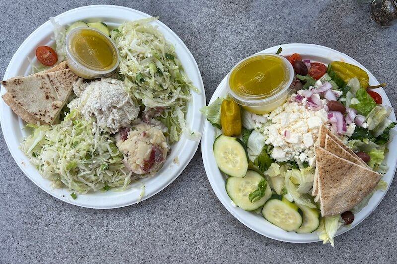 two salads side by side