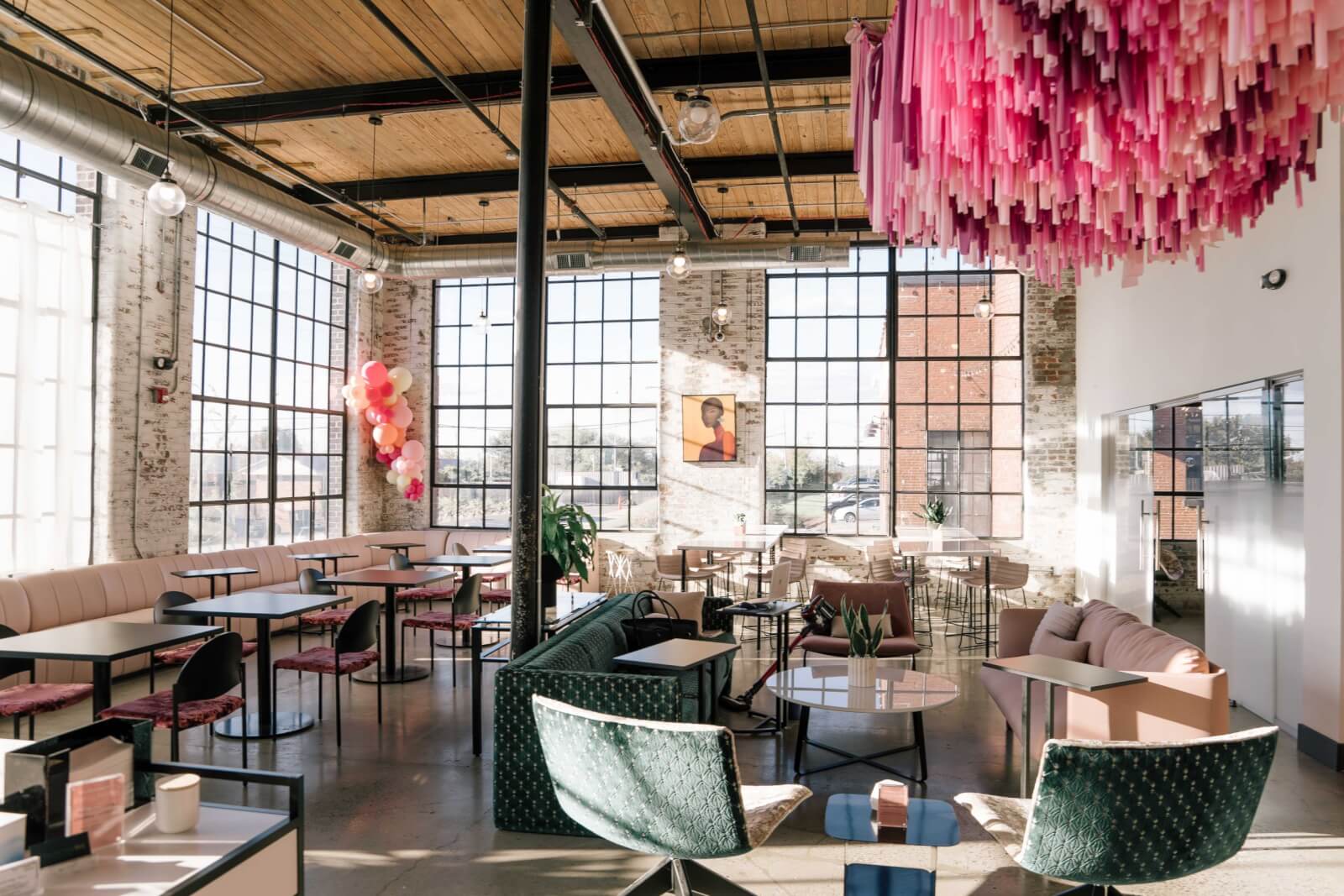 Industrial-style co-working space.