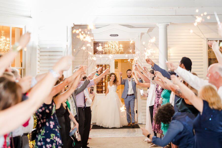 Sparkling exit at a wedding