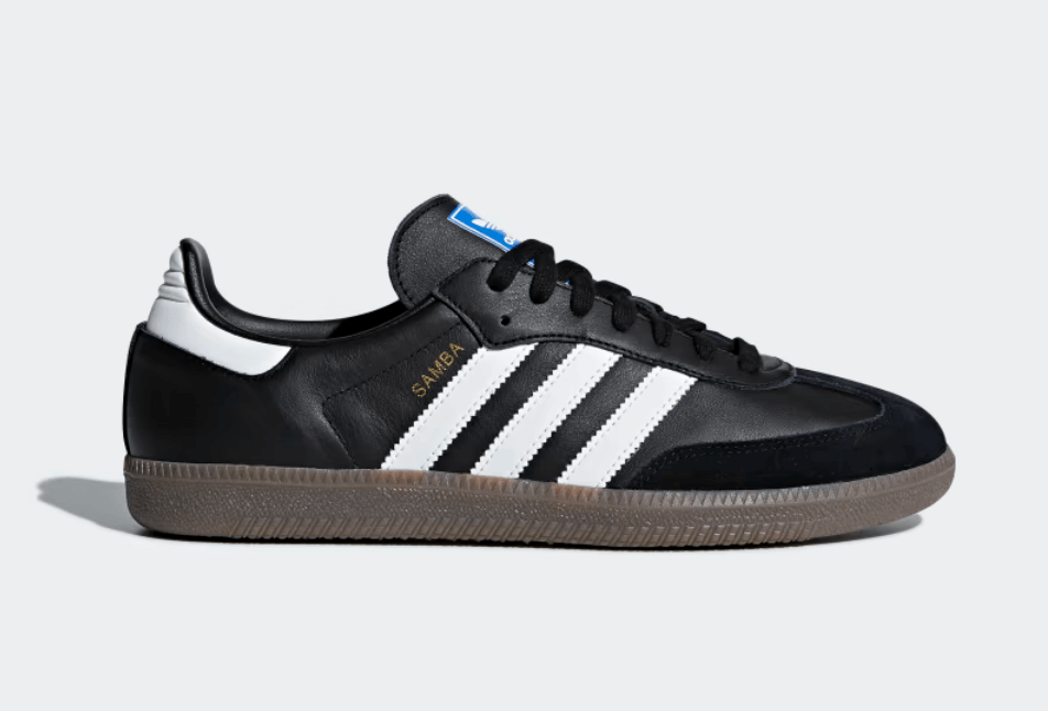 adidas sambas in black with white stripes
