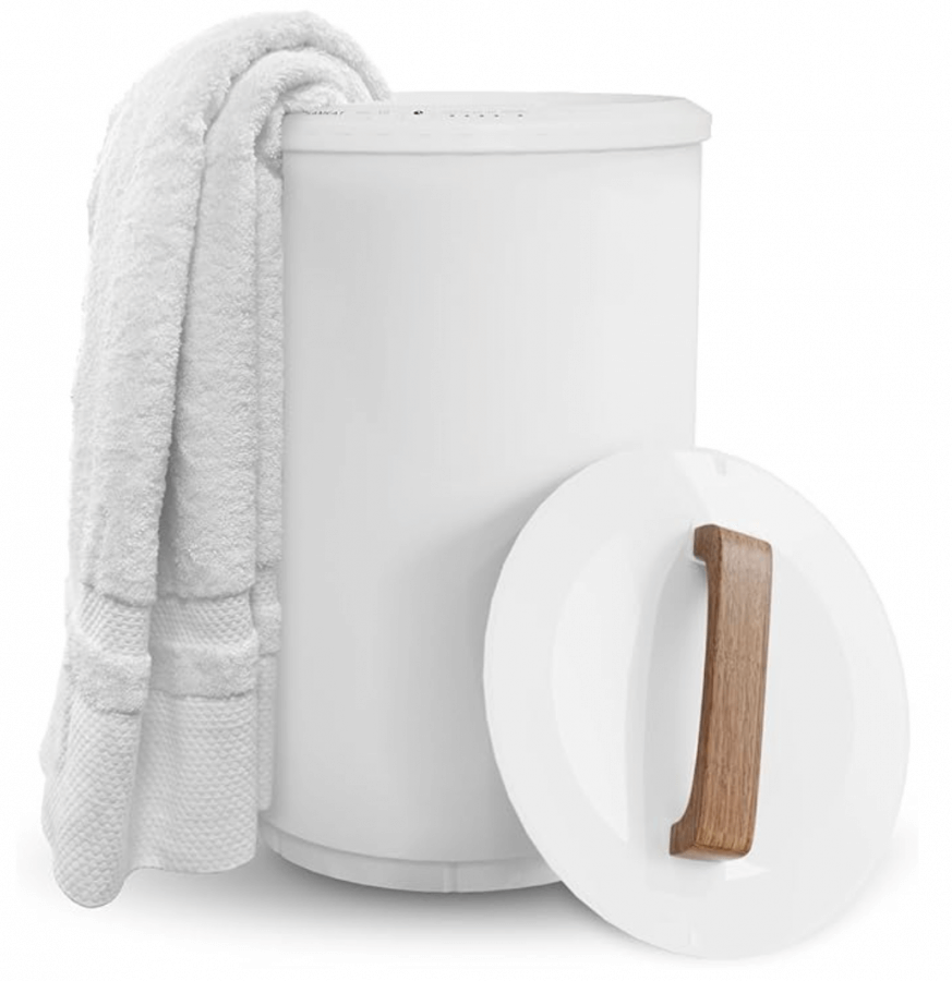 White towel warmer with towel