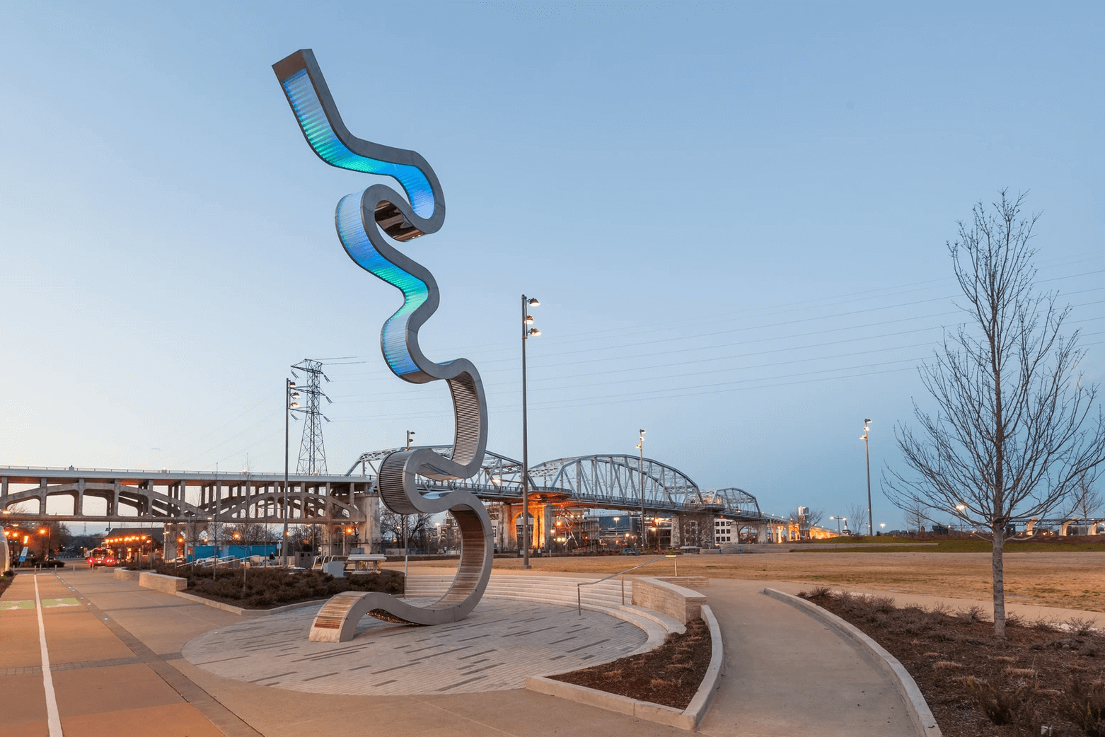 Sculpture overlooking the Cumberland River in Nashville, TN