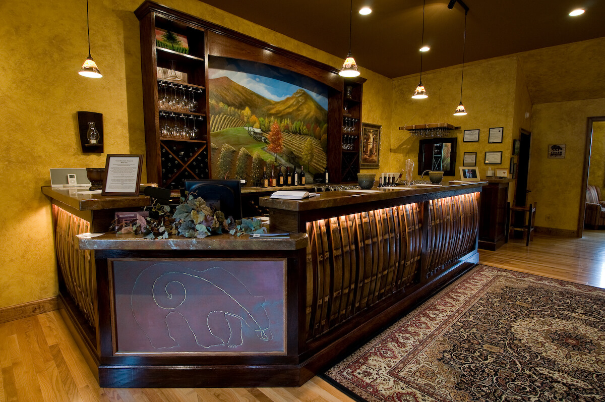 Bar area in wine tasting room