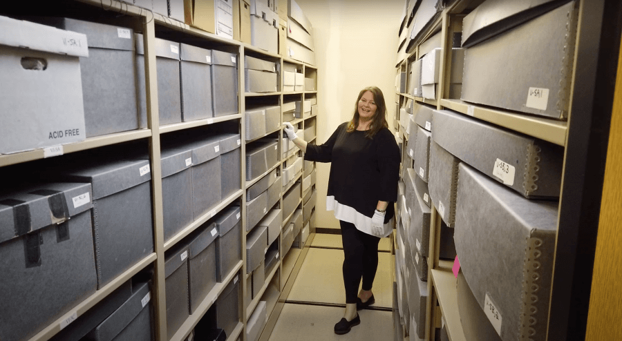 Angie Marchese in the Archives of Graceland