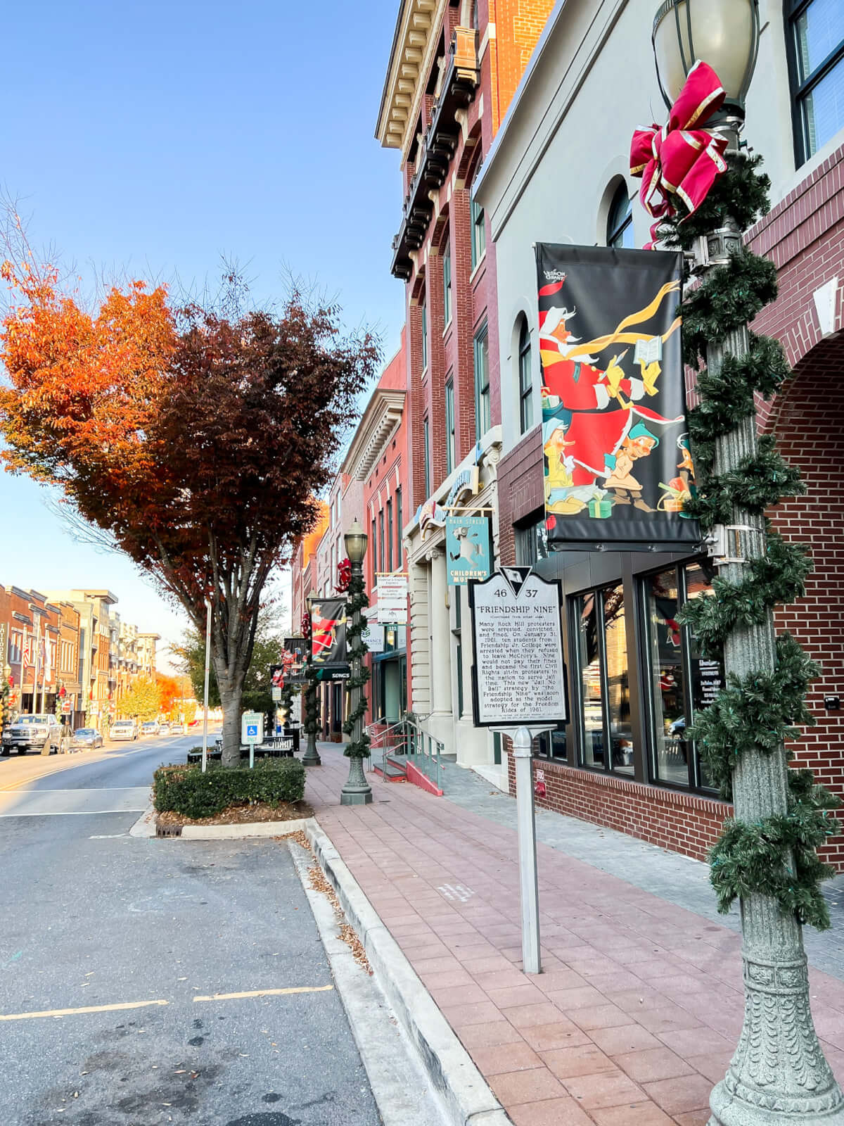 Rock Hill, SC street decorated for Christmas