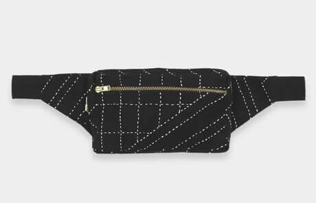 black and white belt bag