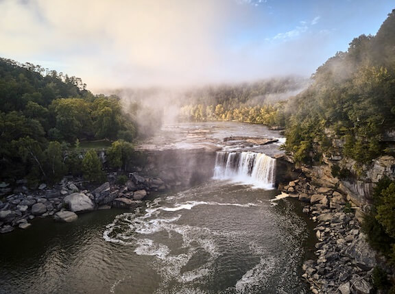 Aerial view of Cumberland Falls
