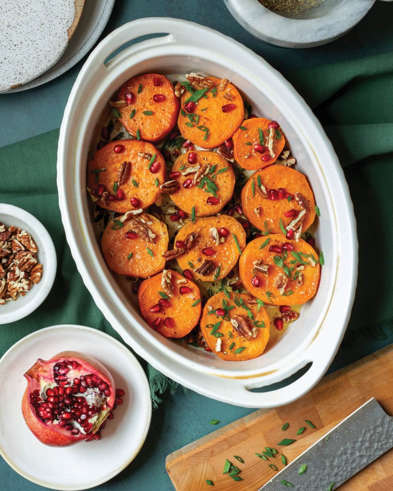 Baking dish with sweet potatoes