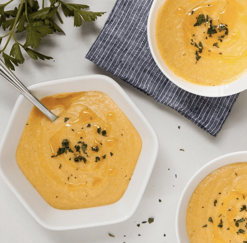 three bowls of soup