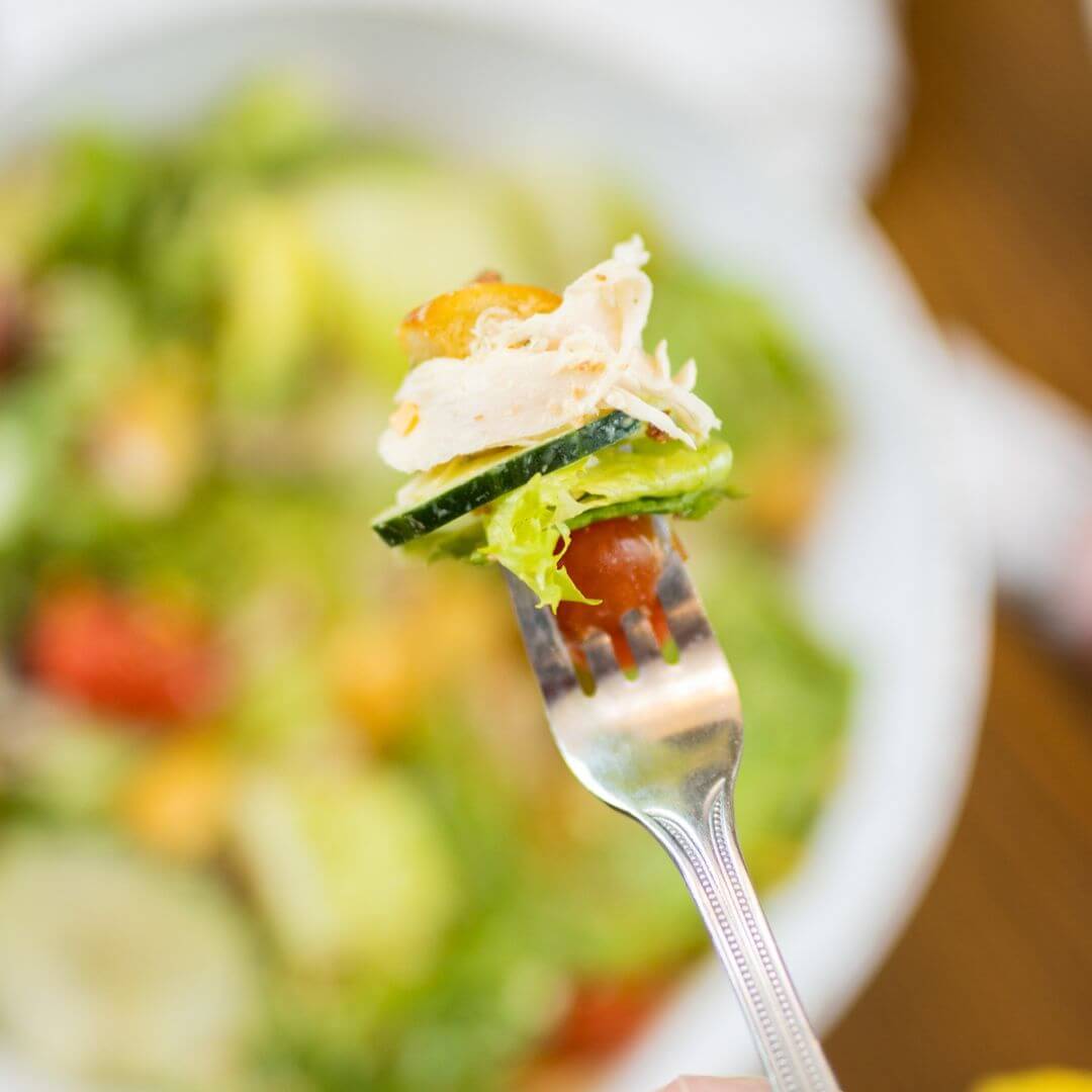 salad on fork