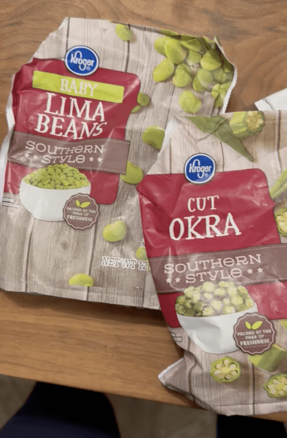 frozen lima beans and frozen okra from Kroger
