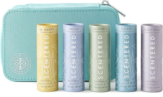 Blue cosmetic bag and lip balms