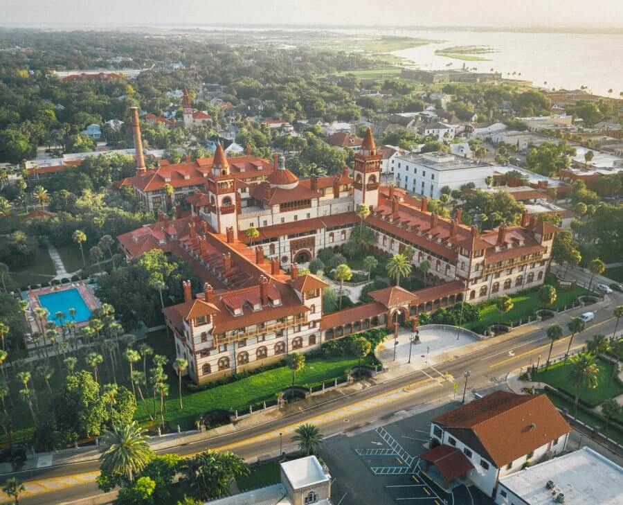 St. Augustine's Spanish colonial fortress building from above