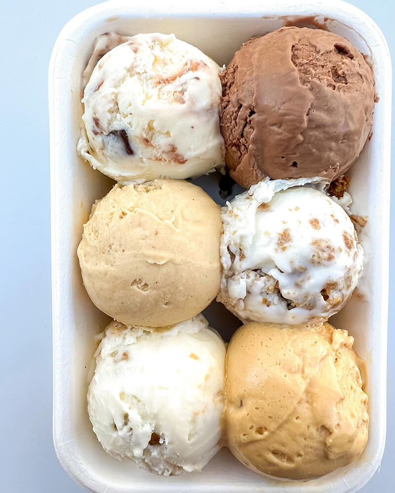 six scoops of ice cream