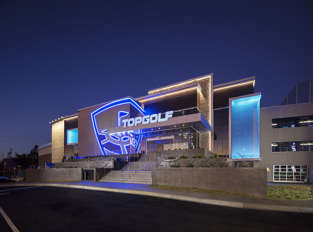 shot of TopGolf building