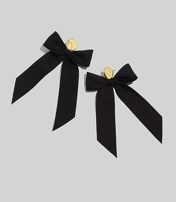 black satin bow earrings