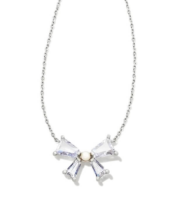 bow necklace with silver chain