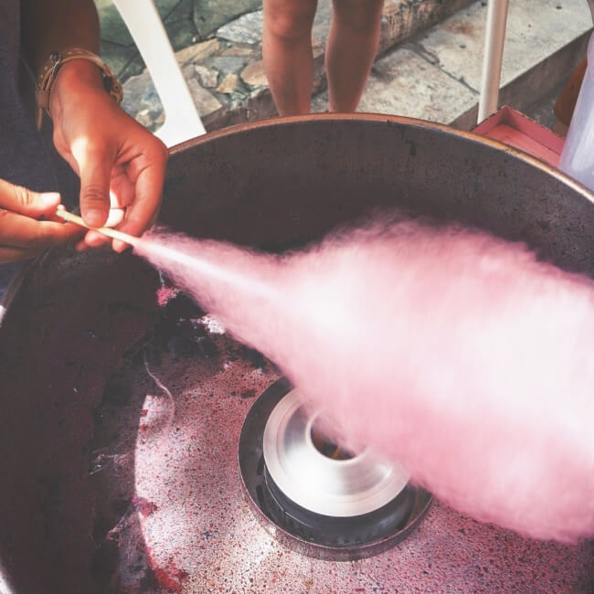 Cotton candy being spun in a machine