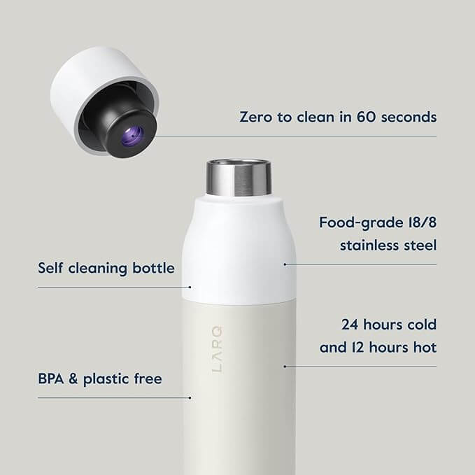 Discover one of the best travel accessories: a self-cleaning water bottle with a cap. Its features include BPA-free stainless steel and impressive temperature retention, keeping drinks cold for 24 hours or hot for 12. Perfect for your adventures on the go!.
