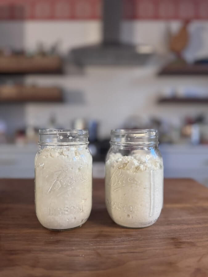 cottage cheese or ricotta in a mason jar
