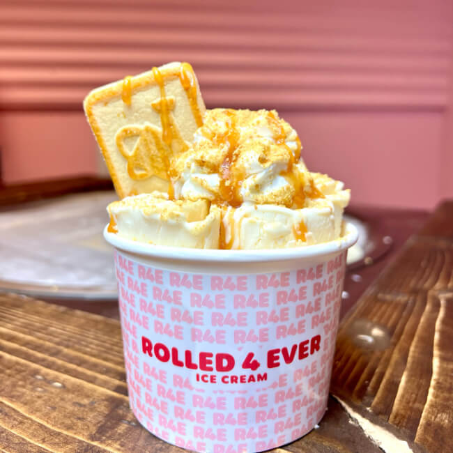 An ice cream in a cup from Rolled 4 Ever.