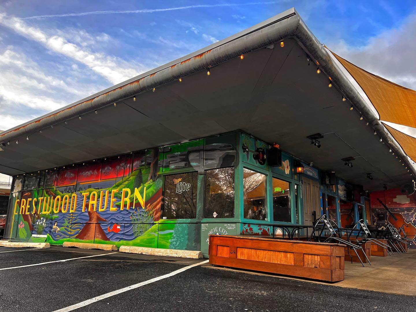The colorful building of Crestwood Tavern where this year's annual crawfish boil will be held.