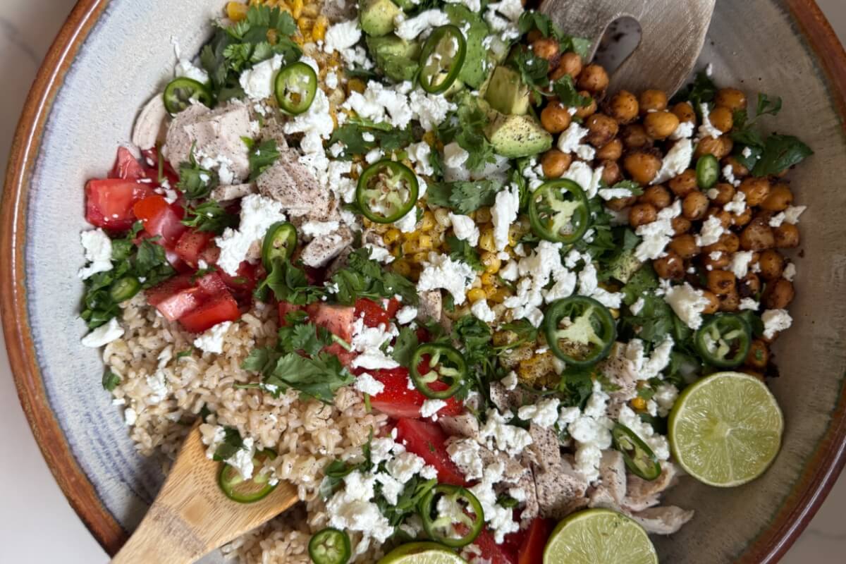 High Protein Grilled Chicken Summer Veggie Bowl