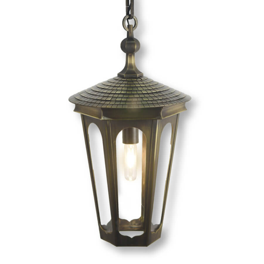 23 Luxurious Nashville FINDS for Holiday 2025 - 23 A luxe hanging outdoor lantern with a bronze finish, clear glass panels, and a visible light bulb inside—perfect for adding Nashville charm to your holiday evenings.