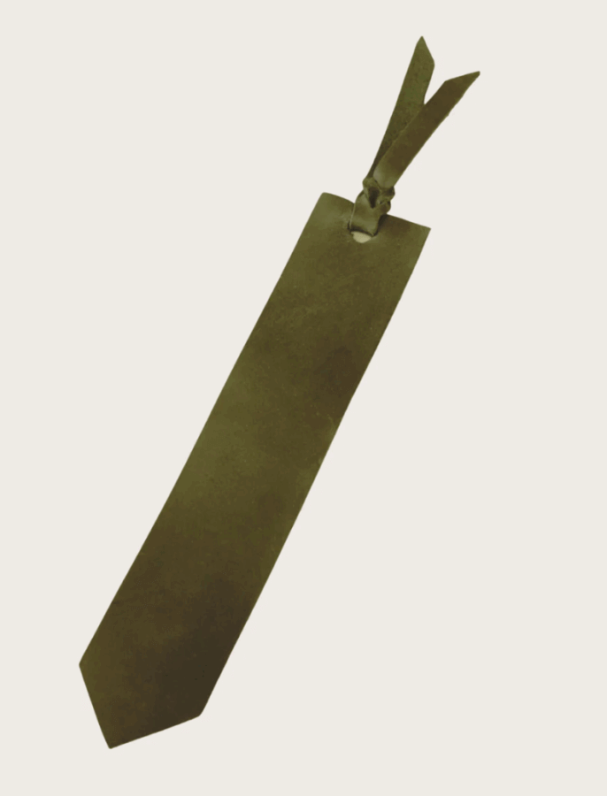 50 Under $50: Your Nashville Holiday Gift Guide - 45 A plain olive-green necktie with a wide blade and a simple knot, displayed on a light backgroundβan ideal pick for gifts under $50 or your next holiday gift guide.