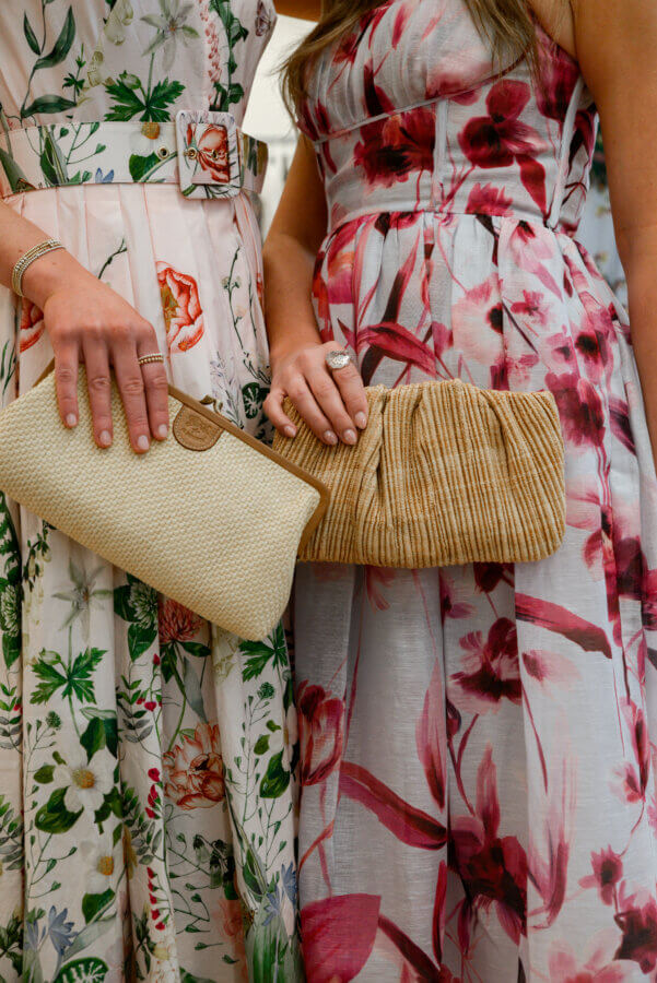 Nashville's Spring 2026 Style Edit: Playful Layers, '90s Inspiration & More - 5 Close-up of floral dresses with raffia purses.