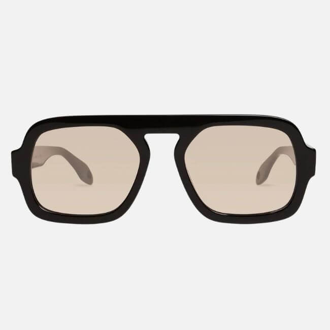 18 Birmingham FINDS for May Celebrations: Graduation, Mother's Day & More - 6 May FINDS: Black rectangular sunglasses with thick frames and light brown tinted lenses, shown from the front against a plain background, perfect for stylish days in Birmingham.
