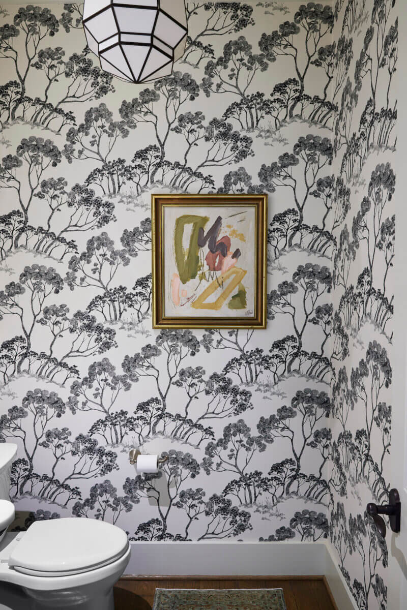 Shea Bryars on lntentional Interior Design β and Saying No to 'Amazon Living Rooms' - 11 Black and white wallpaper in a bathroom