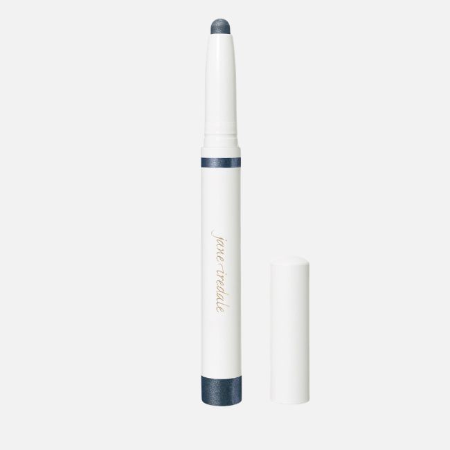 A white makeup stick with a metallic blue tip and cap, labeled "jane iredale," displayed against a plain white background—perfect for adding to your summer makeup tips routine.