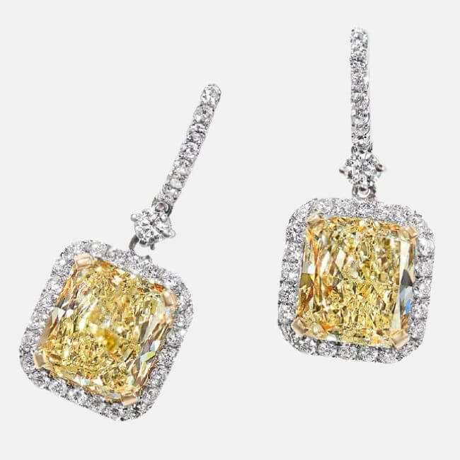 17 Luxurious Birmingham FINDS: Polished Summer Style, Artful Decor & Everyday Luxuries - 4 A pair of drop earrings featuring square yellow gemstones surrounded by small white stones, with additional stones on the hooks—one of this season’s luxurious Birmingham FINDS and a perfect addition to your summer finds.