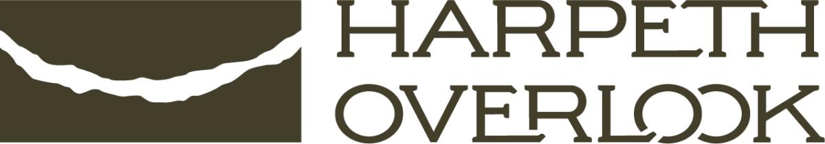 Logo with stylized river and hill in a square on the left, and the words “Harpeth Overlook” in bold, uppercase letters on the right, highlighting its location near N Jenna Ct, Lot 28 in Nashville TN.
