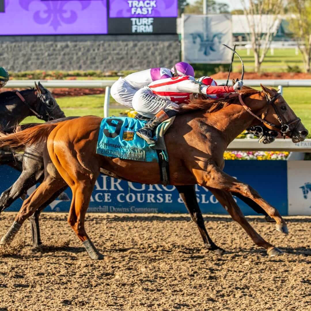 8 Lesser-Known Southern Horse Racing Venues to Know (and When to Go!) - 4 Two jockeys in colorful silks race horses on a dirt track at Churchill Downs, a premier horse racing venue.